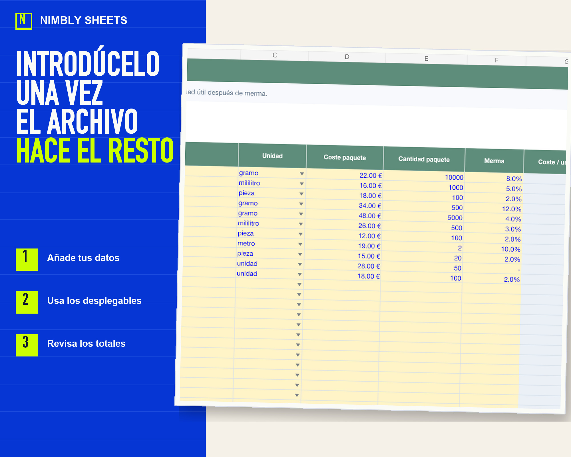 Calculadora de Precios para Artesanía: editable inputs