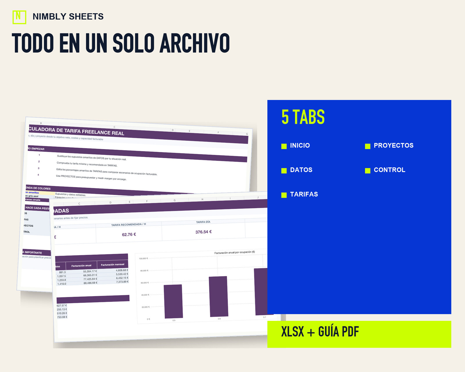 Calculadora de Tarifa Freelance: files and workbook sections included