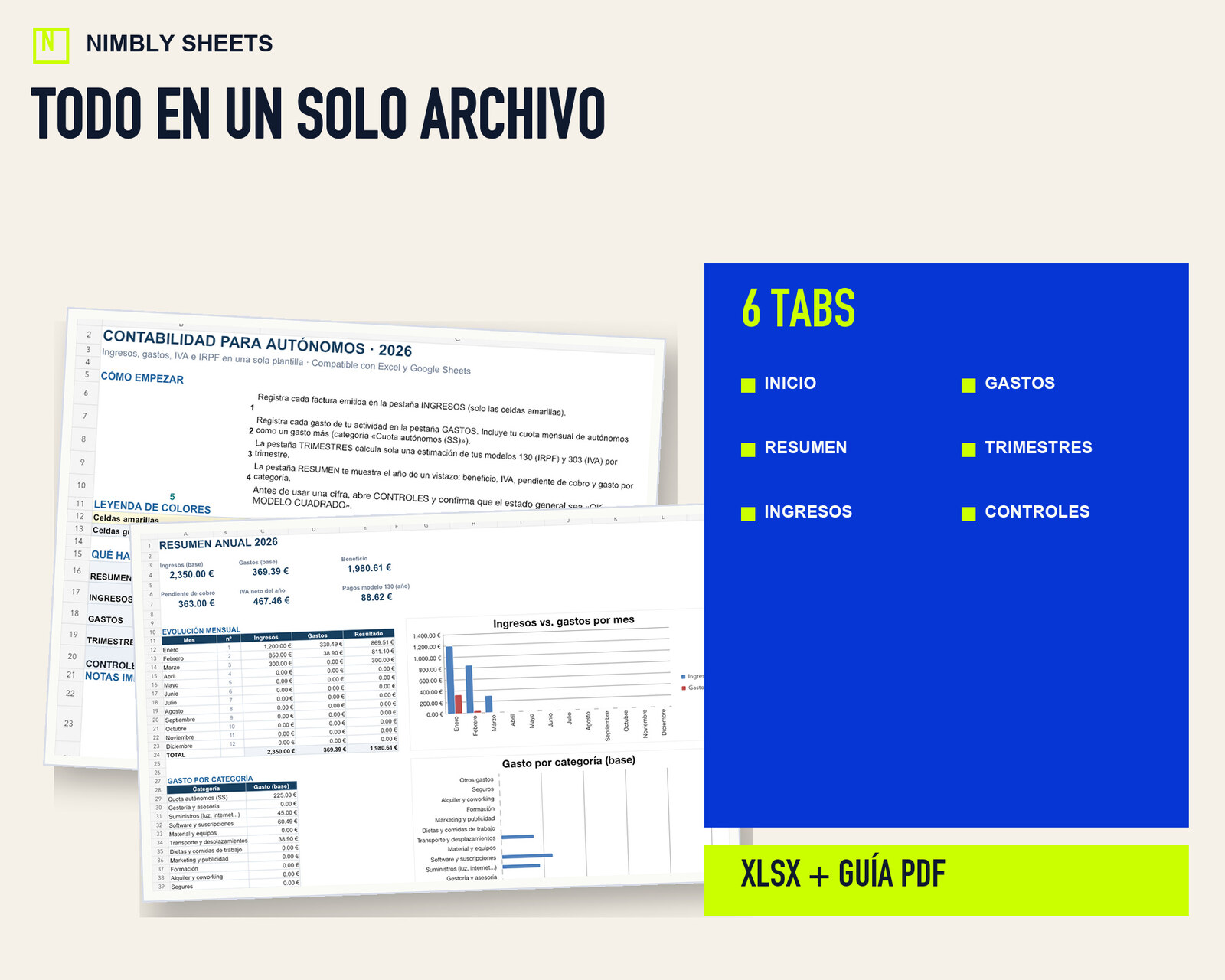 Contabilidad para Autónomos 2026: files and workbook sections included