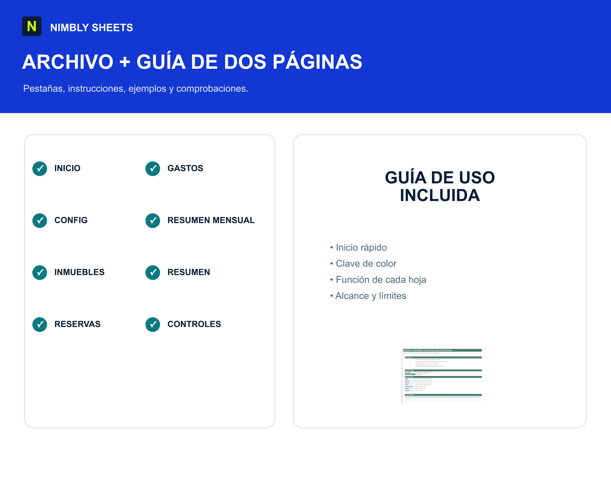 Control de Reservas y Gastos de Alquiler Vacacional: files and workbook sections included