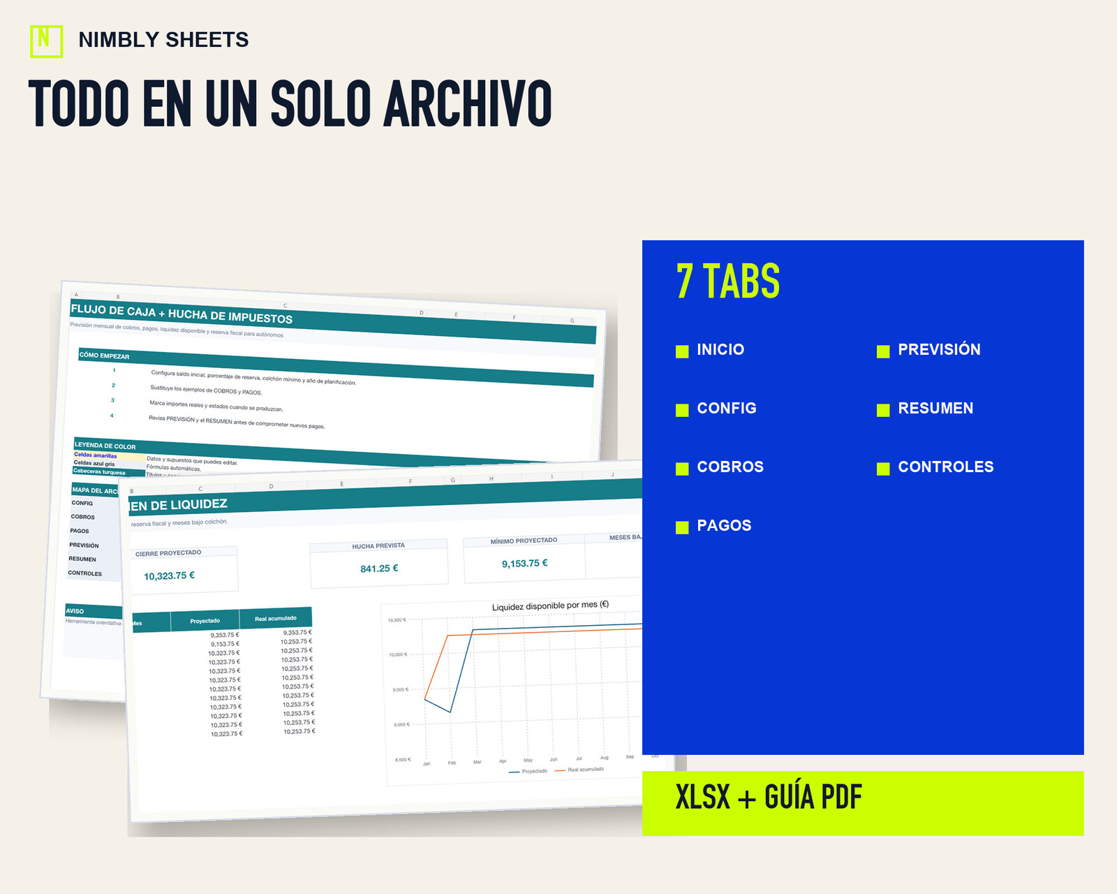 Flujo de Caja y Hucha de Impuestos: files and workbook sections included