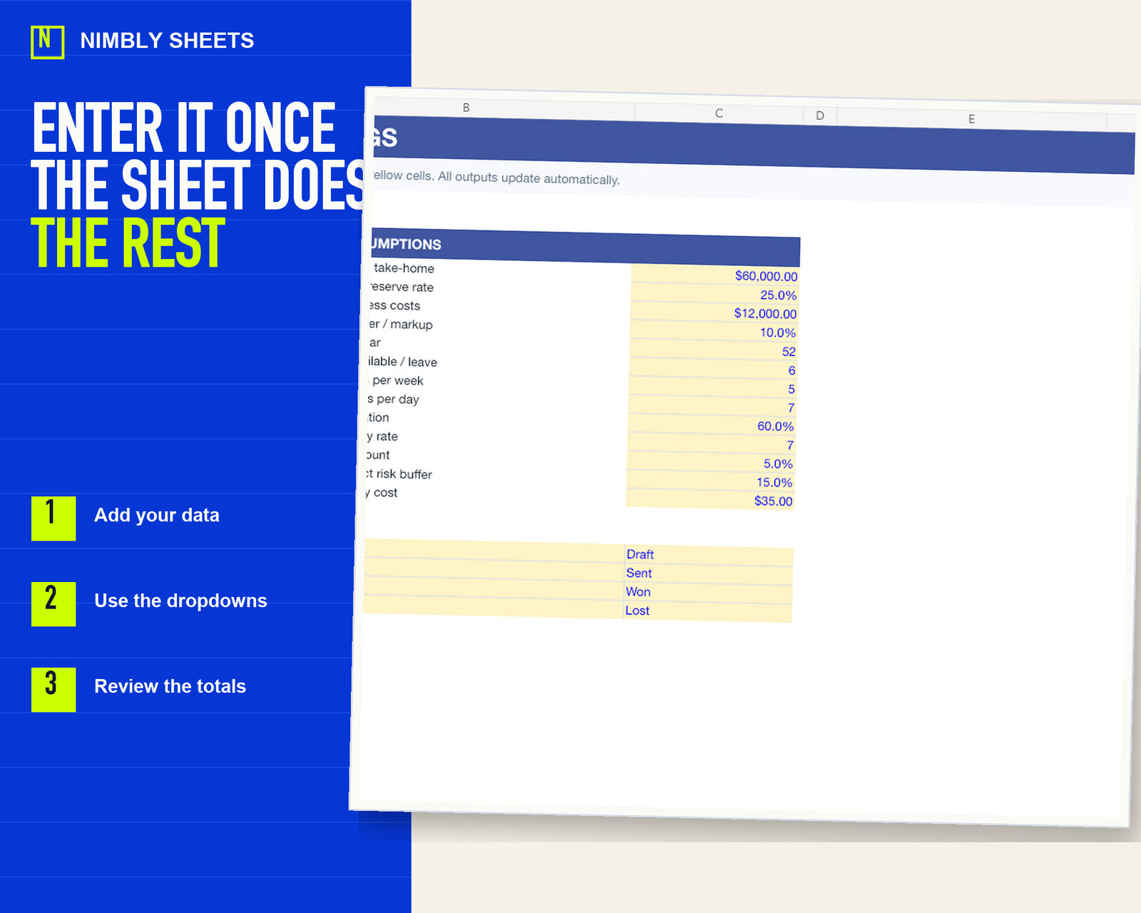 Freelance Rate Calculator: editable inputs