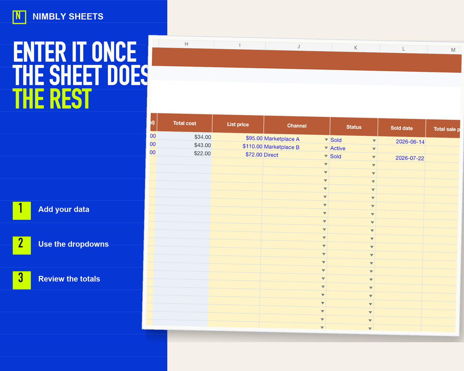 Reseller Inventory and Profit Tracker: editable inputs