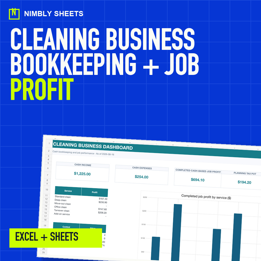 Cleaning Business Bookkeeping and Job Profit